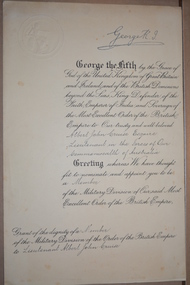 Document - Personal papers, Lieut. A.J Cruise MBE