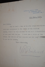 Letter - Personal papers, Lieut. A.J Cruise MBE