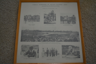 Reproduction copy of seven black and white photographs showing signing of documents.
