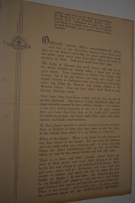 Printed formal address/essay prepared for distribution.