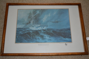 Framed poster, HMAS Sydney in Korean waters 1951-1952
