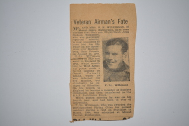 Newspaper - Newspaper cutting, J H Wilkinson