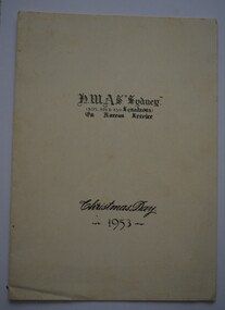 Cream coloured cardboard folded in half with black print on cover.
