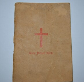 Cream colour cardboard cover booklet with red cross on cover containing 80 pages.