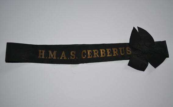  Black cotton ribbon and bow woven with gold colour lettering