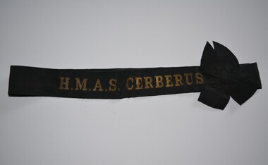  Black cotton ribbon and bow woven with gold colour lettering
