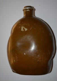 Brown painted aluminium kidney shaped water canteen with stopper