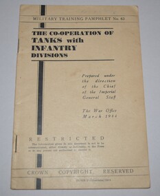 Soft cover pamphlet with black lettering containing 30 pages