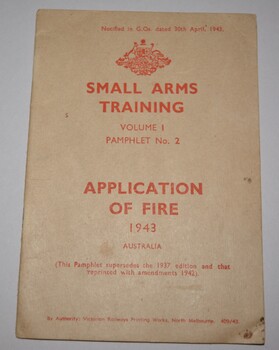Soft cover pamphlet with red lettering containing 31 pages and diagrams
