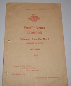 Soft cover pamphlet with red lettering containing 18 pages including diagrams