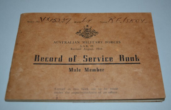  Brown cardboard booklet with crest and lettering in black ink on front cover containing 40  pages