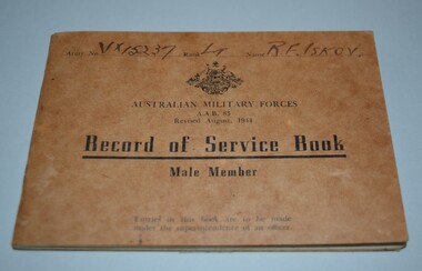  Brown cardboard booklet with crest and lettering in black ink on front cover containing 40  pages