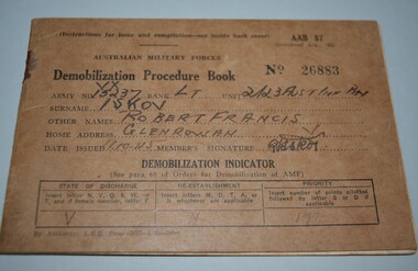  Brown cardboard booklet with  lettering in black ink on front cover containing 32  pages