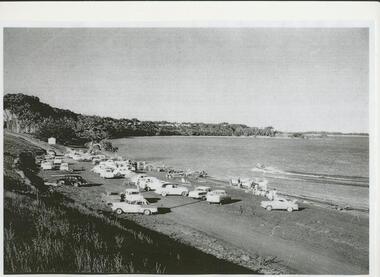 Black and white photograph, Water-skiing at Lake Bolac, 1950's