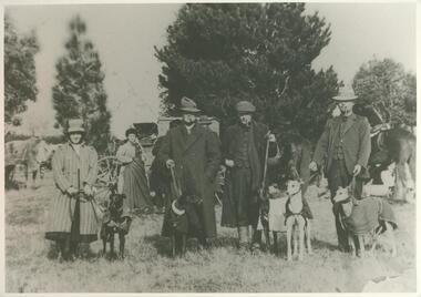 black & white photograph, Coursing at Lake Bolac