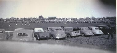 black & white photograph, Football Grand Final at Lake Bolac, 1951