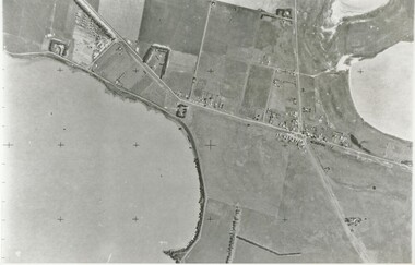 Black and white photograph, Aerial View of Lake Bolac, 1947