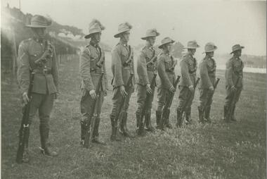 On Parade, members of the Lake Bolac Light Horse encamped at Warrnambool, circa 1935