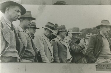 Black and white photograph, Flax Field Day at Lake Bolac, 1946