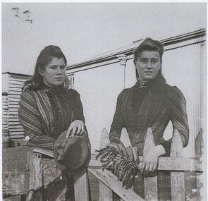 Black and white photograph, Alice and Eva Veale of Lake Bolac