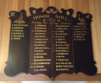 WW1 Honor Roll, Circa 1918