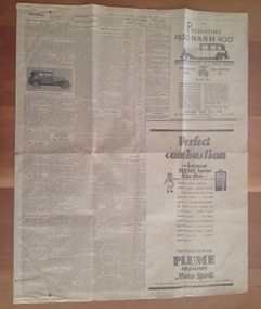 Article, Newspaper, The Age Newspaper, 30/1/1930
