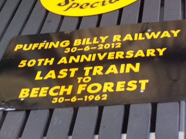 Locomotive Head Board - 50th Anniversary Last Train to Beech Forest