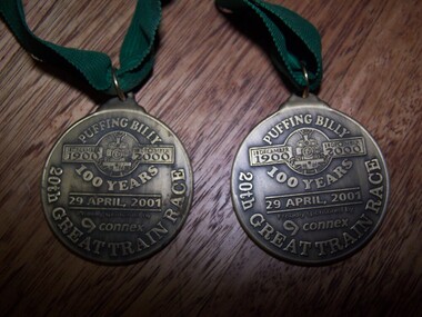 Two 20th Great Train Race Medals - unissued - 29 April 2001 - 100 years, 2001