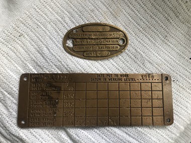 boiler Test and manufacture plates ngg16 number 129