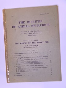 Publication, The Dances Of The Honey Bee - The Bulletin Of Animal Behaviour  No. 5(K. von Frisch, The University, Graz, Austria), December 1947