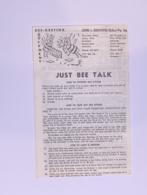 Publication, Just Bee Talk (John L. Guilfoyle (Sales) Pty Ltd), Unknown