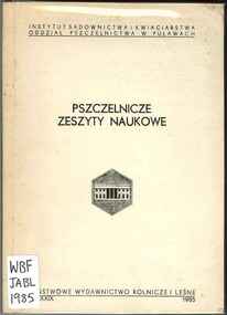 Publication, Jabtonski, B & others, Pszczelnicze zeszyty naukowe (Jabtonski, B. & others), 1985