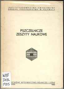 Publication, Jabtonski, B & others, Pszczelnicze zeszyty naukowe (Jabtonski, B. & others), 1985, 1985