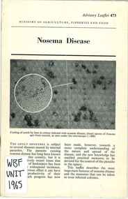 Publication, United Kingdom Ministry of Agriculture, Fisheries and Food, Nosema Disease (Ministry of Agriculture, Fisheries and Food), London, 1965, 1965