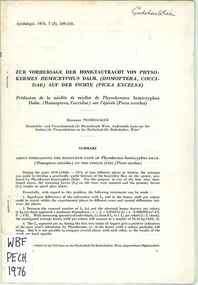 Publication, Pechhacker, H, Zur Vorhersage der Honigtautracht von Physokermes hemicryphus Dalm (Pechhacker, H.), France, 1976