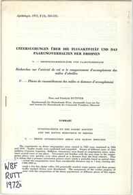 Publication, Ruttner, H. & Ruttner, F, Untersuchungen über die flugaktivität und das paarungsverhalten der drohnen (Ruttner, H. & Ruttner, F.), France, 1972