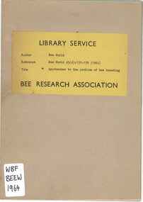 Publication, Bee World, Beekeeping techniques: approaches to the problem of bee breeding (Bee World), 1964