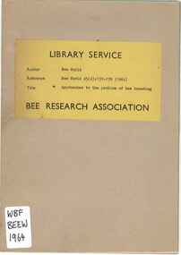 Publication, Bee World, Beekeeping techniques: approaches to the problem of bee breeding (Bee World), 1964, 1964