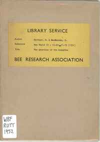 Publication, Ruttner, F. & Mackensen, O, The genetics of the honeybee (Ruttner, F. & Mackensen, O.), London, 1952, 1952