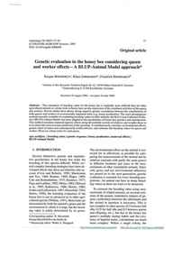 Publication, Bienefeld, K., Ehrhardt, K. & Reinhardt, F, Genetic evaluation in the honey bee considering queen and worker effects- A BLUP- Animal Model approach (Bienefeld, K., Ehrhardt, K. & Reinhardt, F.),  France, 2007, 2007