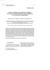 Publication, Neumann, P., Moritz, R. F. A. & Mautz, D, Colony evaluation is not affected by drifting of drone and worker honeybees (Apis mellifera L.) at a performance testing apiary (Neumann, P., Moritz, R. F. A. & Mautz, D.), Les Ulis Cedex, 2000, 2000