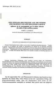 Publication, Moritz, R. F. A, Der Einfluss der Inzucht auf die Fitness der Drohnen von Apis Mellifera carnica (Moritz, R. F. A.), Les Ulis Cedex, 1981, 1981