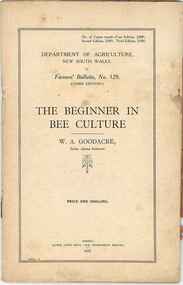 Publication, Goodacre, W. A, The beginner in bee culture (Goodacre, W. A.), Sydney, 1929