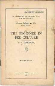 Publication, Goodacre, W. A, The beginner in bee culture (Goodacre, W. A.), Sydney, 1929, 1929