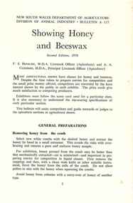 Publication, Benecke, F. S. & Clemson, A. A, Showing honey and beeswax (Benecke, F. S. & Clemson, A. A.), Sydney, 1970, 1970