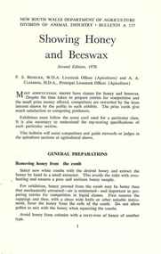 Publication, Benecke, F. S. & Clemson, A. A, Showing honey and beeswax (Benecke, F. S. & Clemson, A. A.), Sydney, 1970