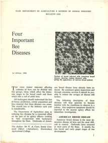 Publication, Cutts, N. A, Four important bee diseases (Cutts, N. A.), Sydney, 1968