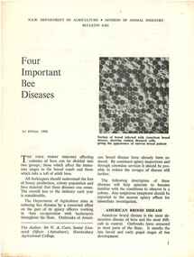 Publication, Cutts, N. A, Four important bee diseases (Cutts, N. A.), Sydney, 1968, 1968