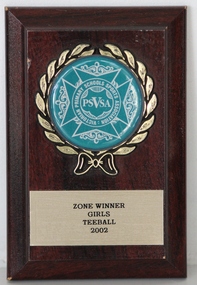 Plaque, Zone Winners Girls T-ball VPSSA, 2002