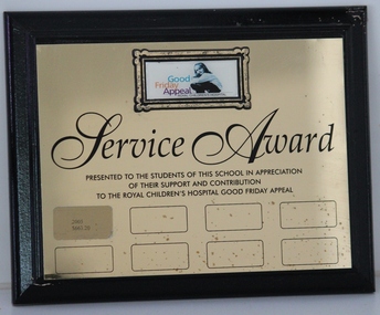 Plaque, Good Friday Appeal